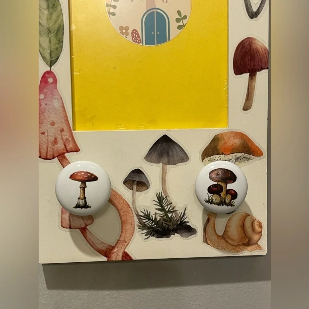 Vintage Mushroom Botanical Frame with Knobs, Multi, Preowned